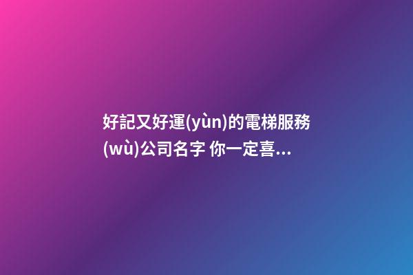 好記又好運(yùn)的電梯服務(wù)公司名字 你一定喜好這些吉名-第1張-公司起名-玄機(jī)派